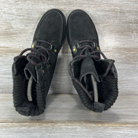 TOMMY HILFIGER Womens 'Serafin' Black Suede Textile Wedge Boots Size 6.5 - Picture 6 of 9